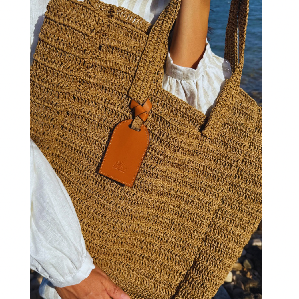 RAFIA BEACH BAG - BROWN