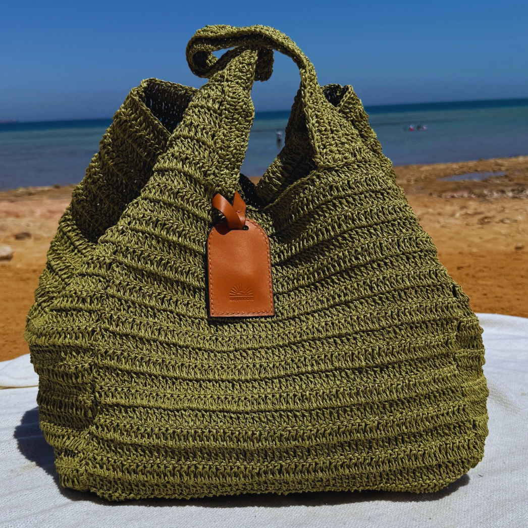 RAFIA BEACH BAG - BLACK