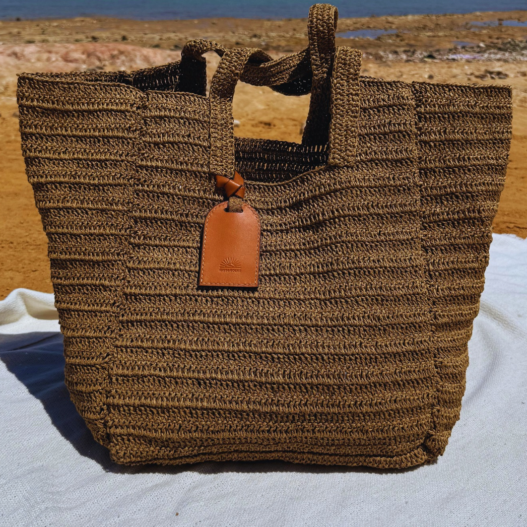 RAFIA BEACH BAG - BROWN