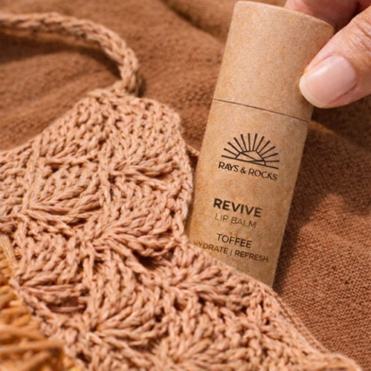 Rays & Rocks revive lip balm with toffee flavor