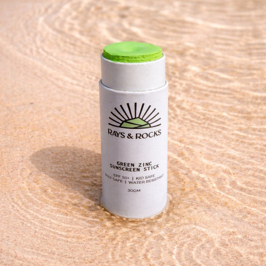 shop zinc sunscreen stick in green color online from Rays & Rocks