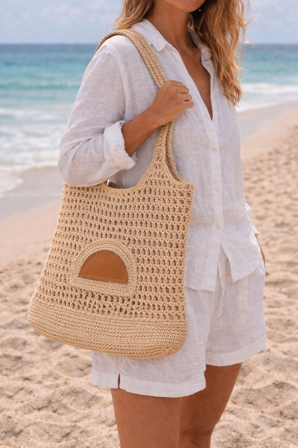 Beach Raffia Bag - Light Brown