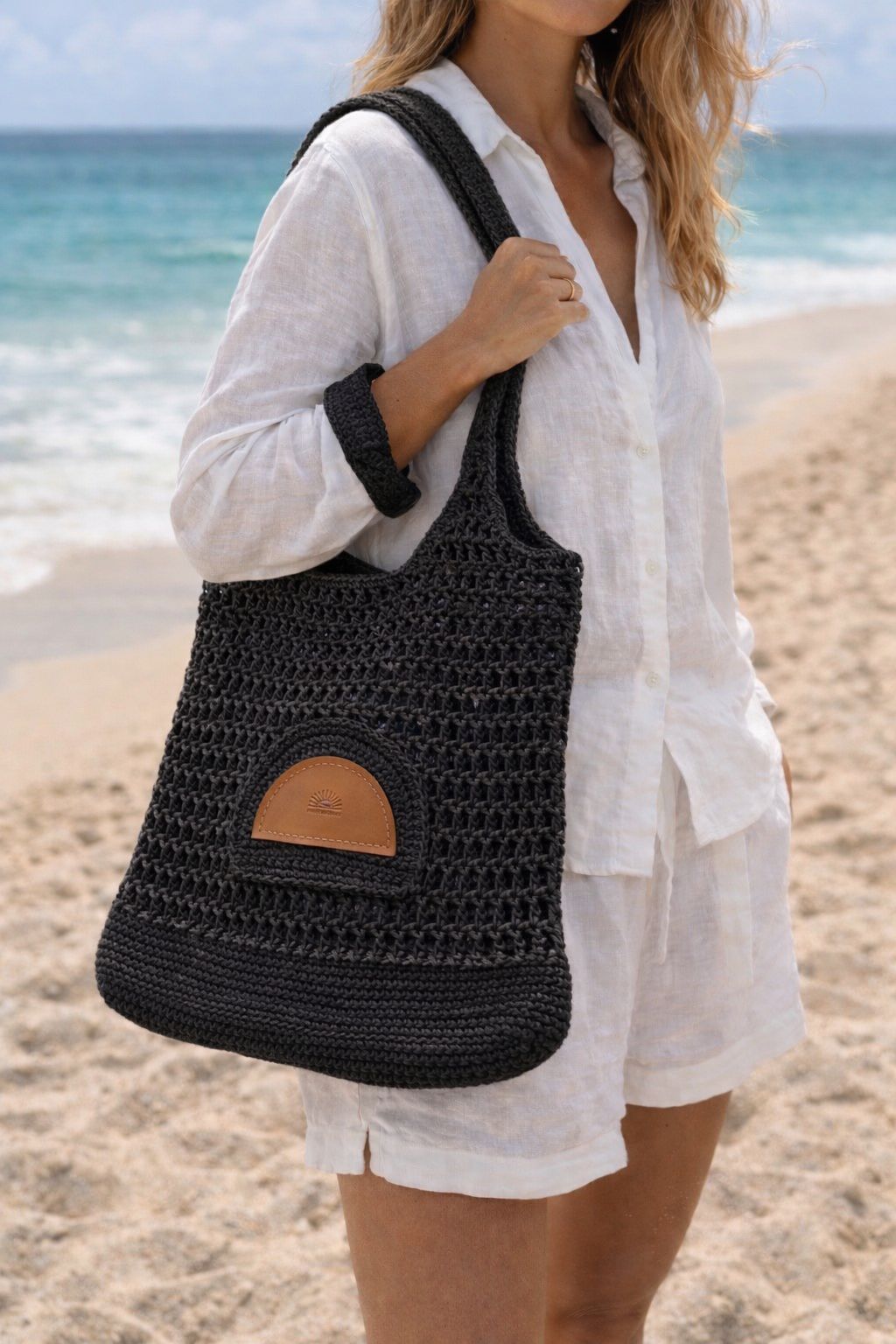 Beach Raffia Bag - Black